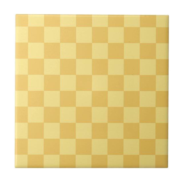 Yellow Checkerboard Pattern Ceramic Tile (Front)