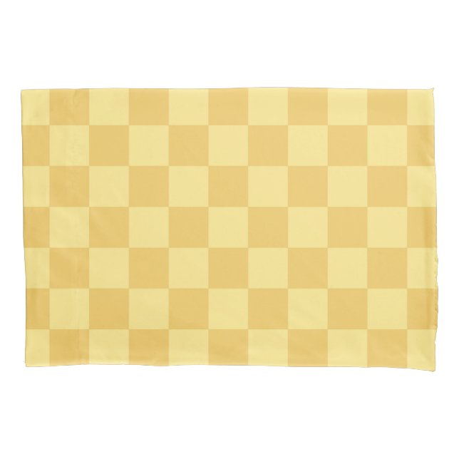 Yellow Checkerboard Pattern Pillowcase (Front-Left)