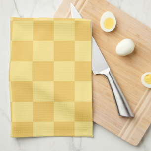 Yellow Checkerboard Pattern Tea Towel