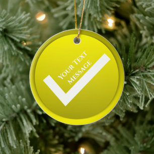 Yellow Checkmark Symbol Christmas Ceramic Ornament