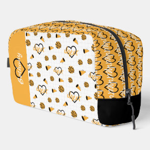 Yellow Cheer Hearts, Pom Poms, Megaphone Pattern Dopp Kit