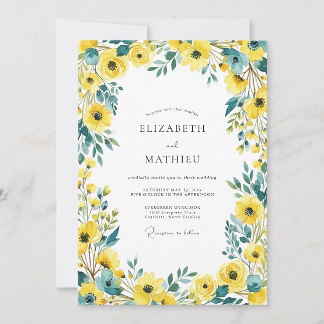 Yellow Cheerful Summer Wedding Invitation (Front)