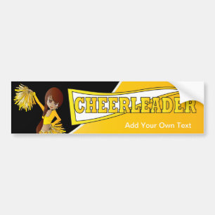 Yellow Cheerleader Diva Girl Bumper Sticker