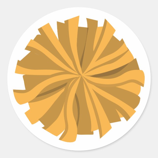 Yellow Cheerleader Pom Pom Classic Round Sticker (Front)