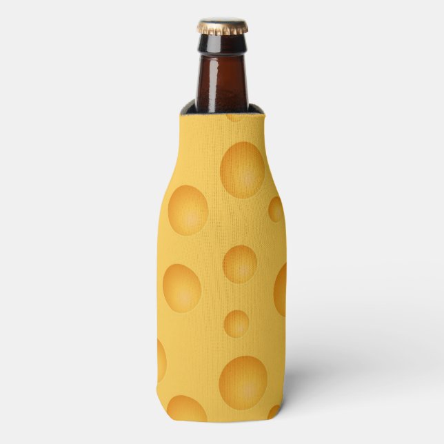 Yellow Cheese Pattern Bottle Cooler (Bottle Front)