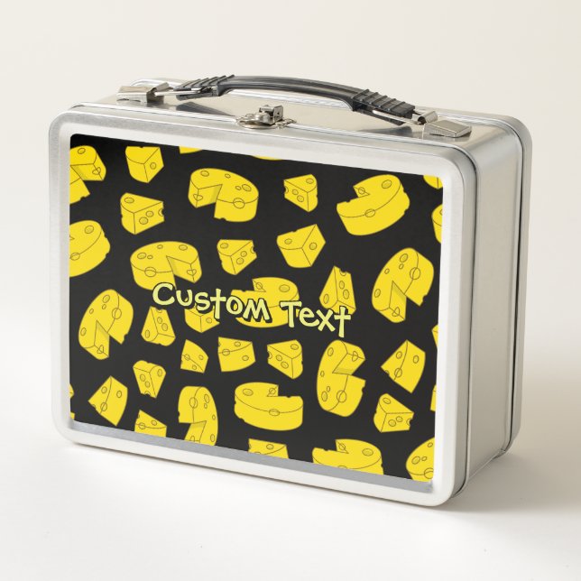 Yellow Cheese Pattern Metal Lunch Box (Front)