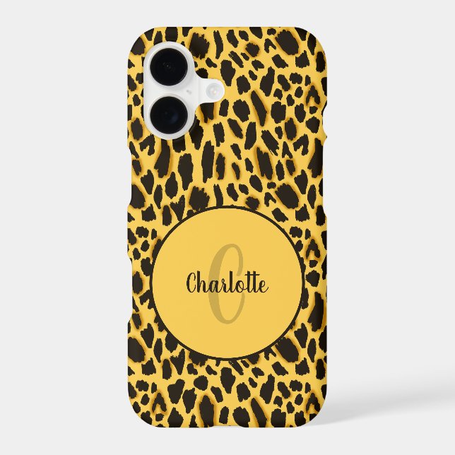 Yellow Cheetah Print Black Spots Animal Pattern (Back)