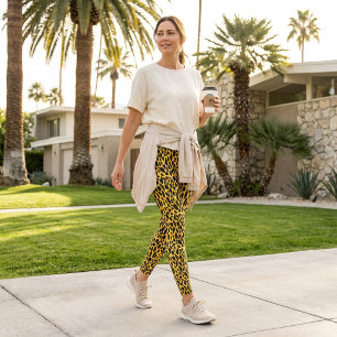 Yellow Cheetah Print Spot Leopard Pattern Leggings
