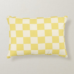 Yellow Chequerboard Decorative Cushion