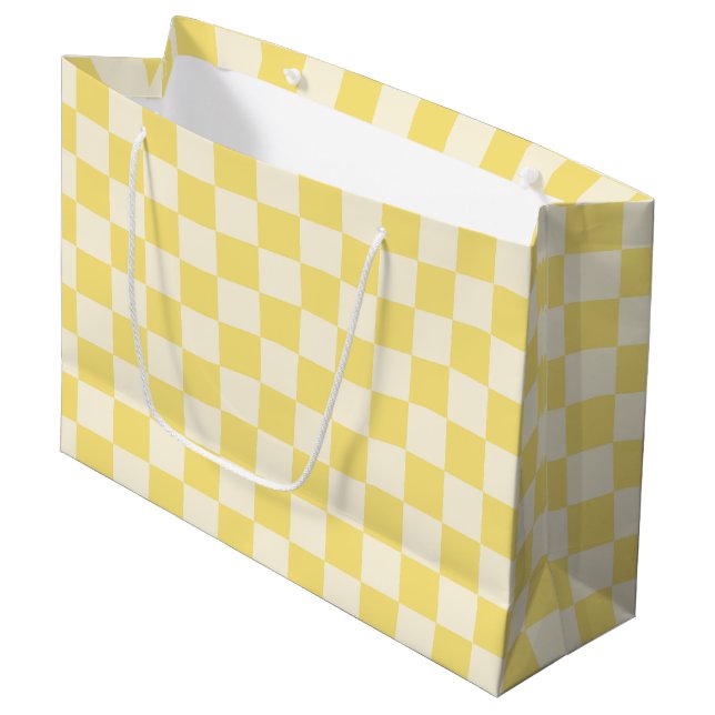 Yellow Chequerboard Large Gift Bag (Front Angled)