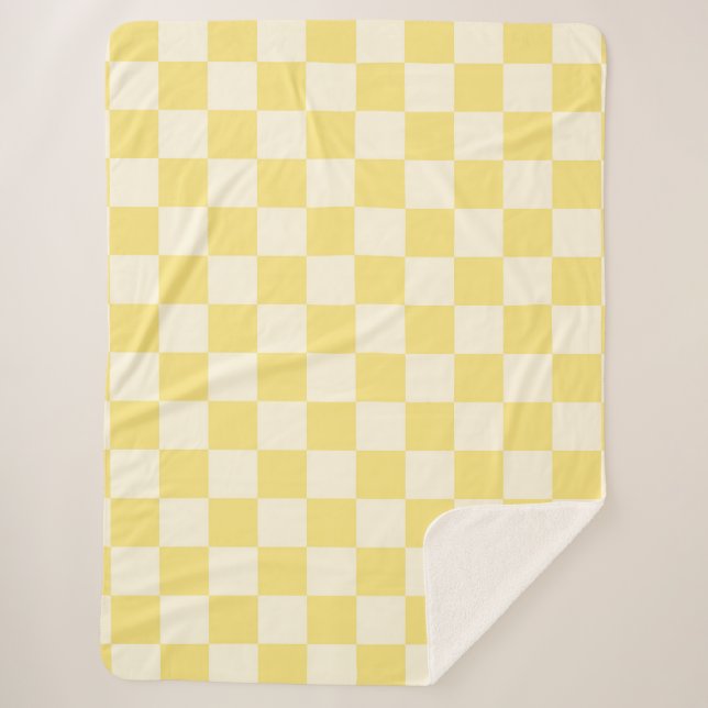 Yellow Chequerboard Sherpa Blanket (Front)