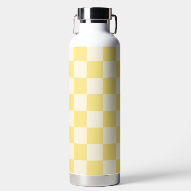 Yellow Chequerboard Water Bottle (Front)