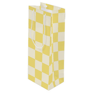 Yellow Chequerboard Wine Gift Bag