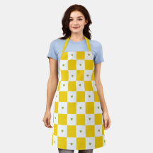 Yellow Chequered All-Over Print Apron