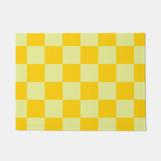 Yellow Chequered Gingham Pattern Doormat