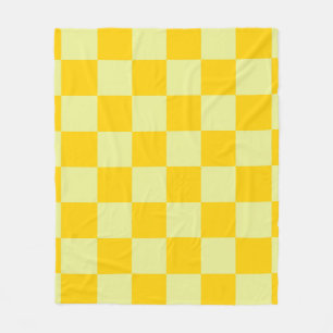 Yellow Chequered Gingham Pattern Fleece Blanket