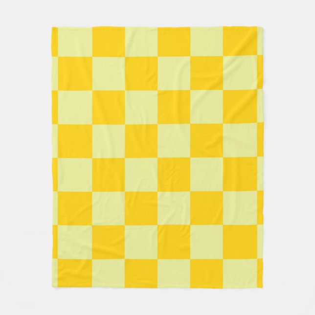 Yellow Chequered Gingham Pattern Fleece Blanket (Front)