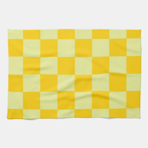 Yellow Chequered Gingham Pattern Tea Towel