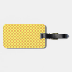 yellow chequered luggage tag
