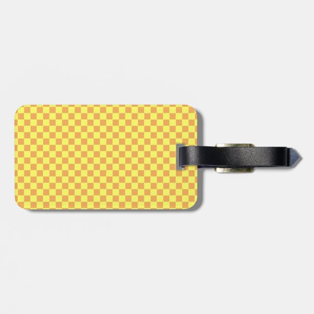 yellow chequered luggage tag (Back Horizontal)