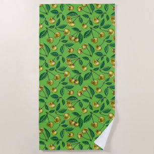 Yellow cherries beach towel