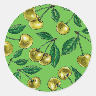 Yellow cherries classic round sticker