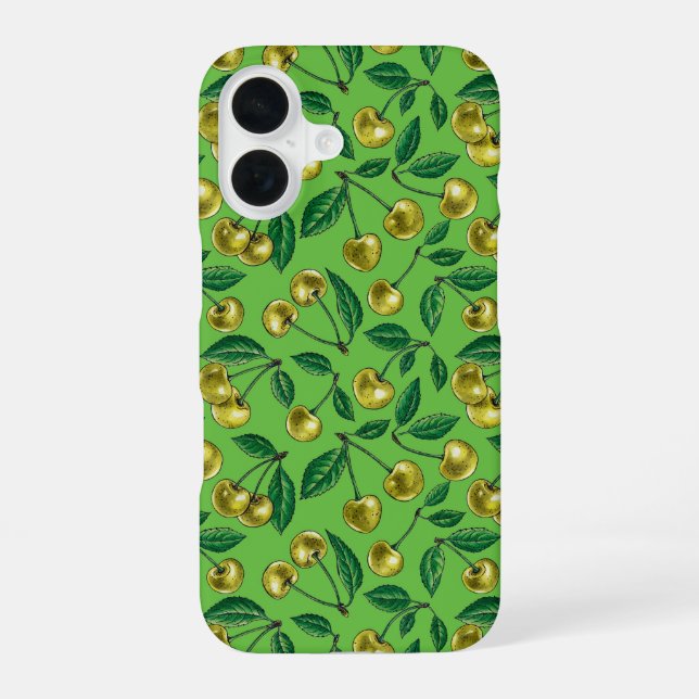 Yellow cherries iPhone 16 case (Back)