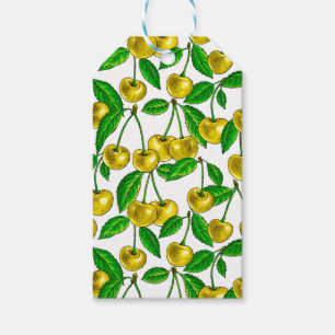 Yellow cherries on white gift tags