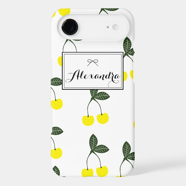 Yellow Cherries Pattern Personalised iPhone 7 Case (Back)