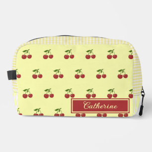 Yellow Cherry Gingham Pattern Simple Red Fruit Dopp Kit