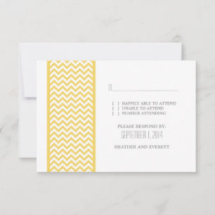 Yellow Chevron Border RSVP Card