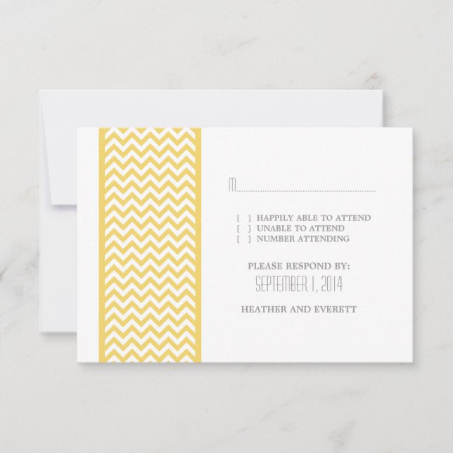 Yellow Chevron Border RSVP Card (Front)