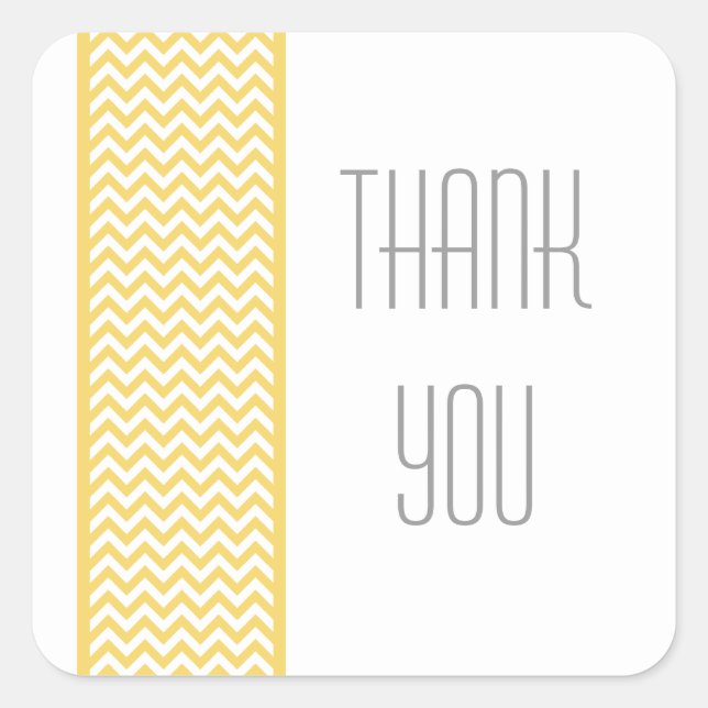 Yellow Chevron Border Thank You Stickers (Front)