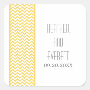 Yellow Chevron Border Wedding Stickers