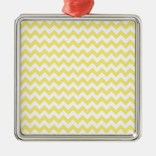 Yellow Chevron Design Metal Ornament