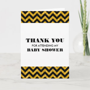 Yellow Chevron Glitter Baby Shower Thank You Card