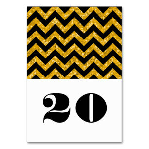 Yellow Chevron Glitter Table Card