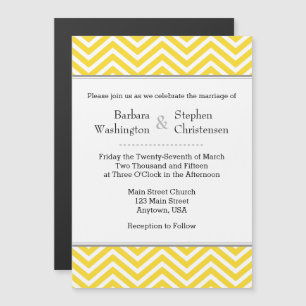 Yellow Chevron Magnetic Wedding Invitation