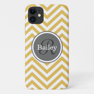 Yellow Chevron Monogram iPhone 11 Case