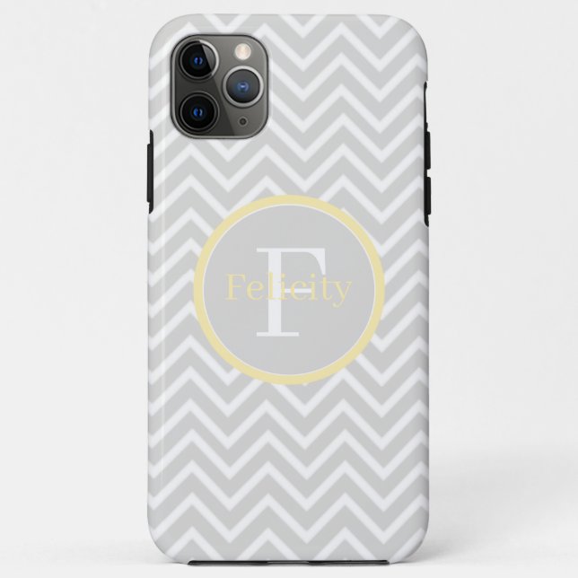 Yellow Chevron Monogram Case-Mate iPhone Case (Back)