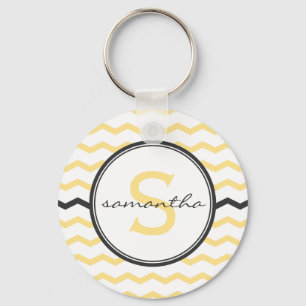 Yellow Chevron Monogram Key Ring