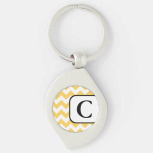 Yellow Chevron Monogram Keychain