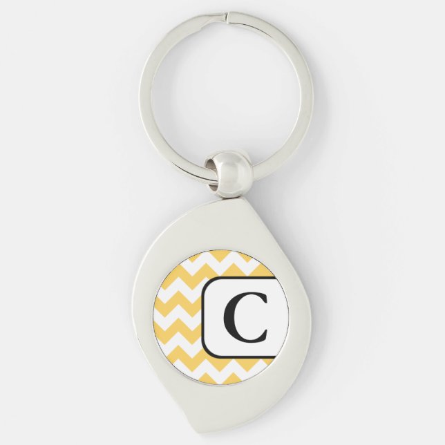 Yellow Chevron Monogram Keychain (Front)