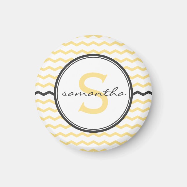 Yellow Chevron Monogram Magnet (Front)