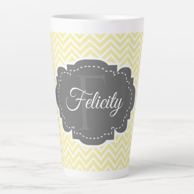 Yellow Chevron Personalised Latte Mug (Front)