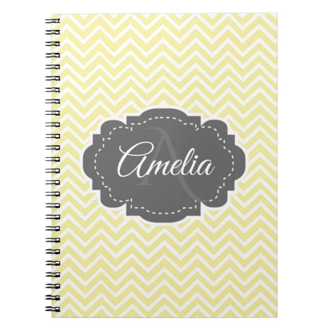 Yellow Chevron Personalised Notebook (Front)