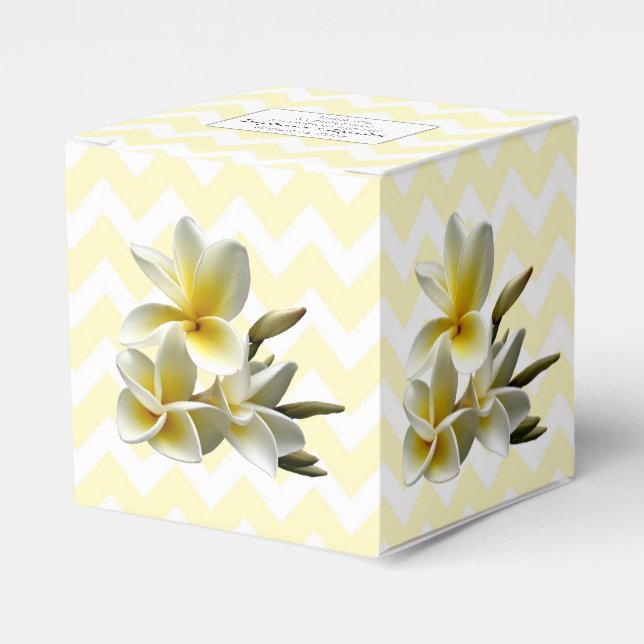 Yellow Chevron Plumeria Custom Wedding Favour Box (Front Side)