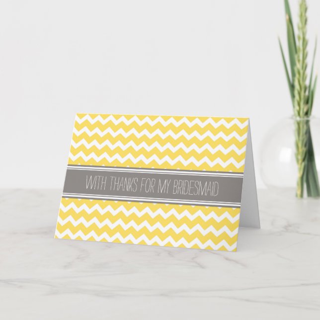 Yellow Chevron Thank You Bridesmaid Card (Front)
