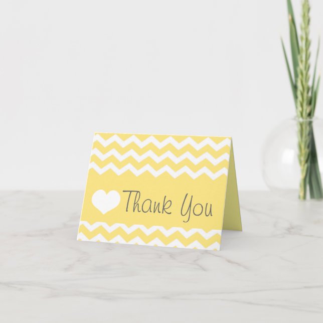 Yellow Chevron Thank You Note Card (Front)
