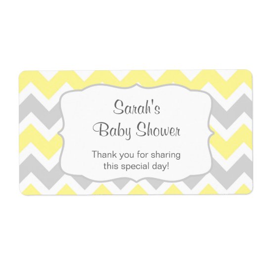Yellow Chevron Water Bottle or favour u customise Shipping Label